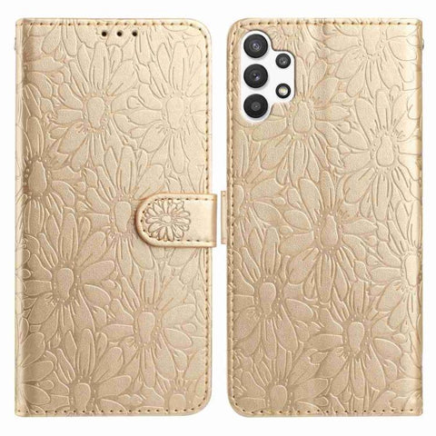 Daisy Embossed Leather Phone Case, For Samsung Galaxy A03, For Samsung Galaxy A13 4G, For Samsung Galaxy A22 5G, For Samsung Galaxy A32 4G