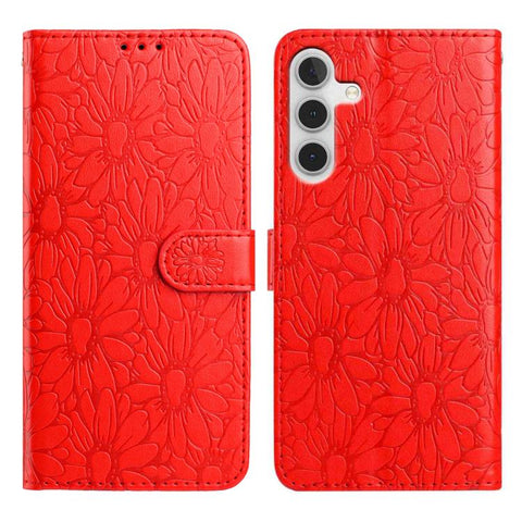 Daisy Embossed Leather Phone Case, For Samsung Galaxy A04e, For Samsung Galaxy A14 5G, For Samsung Galaxy A04, For Samsung Galaxy A04s / A13 5G