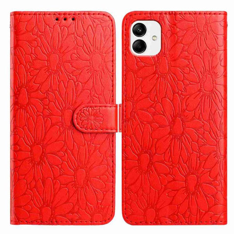Daisy Embossed Leather Phone Case, For Samsung Galaxy A04e, For Samsung Galaxy A14 5G, For Samsung Galaxy A04, For Samsung Galaxy A04s / A13 5G