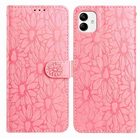 Daisy Embossed Leather Phone Case, For Samsung Galaxy A04e, For Samsung Galaxy A14 5G, For Samsung Galaxy A04, For Samsung Galaxy A04s / A13 5G