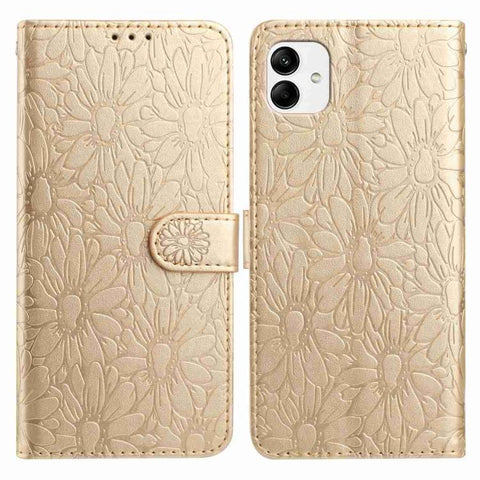 Daisy Embossed Leather Phone Case, For Samsung Galaxy A04e, For Samsung Galaxy A14 5G, For Samsung Galaxy A04, For Samsung Galaxy A04s / A13 5G