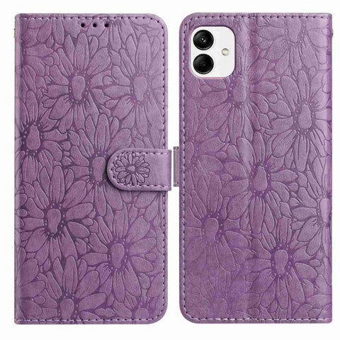 Daisy Embossed Leather Phone Case, For Samsung Galaxy A04e, For Samsung Galaxy A14 5G, For Samsung Galaxy A04, For Samsung Galaxy A04s / A13 5G