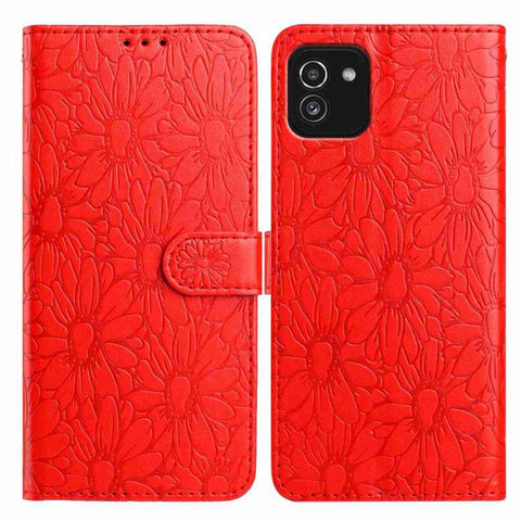 Daisy Embossed Leather Phone Case, For Samsung Galaxy A03, For Samsung Galaxy A13 4G, For Samsung Galaxy A22 5G, For Samsung Galaxy A32 4G