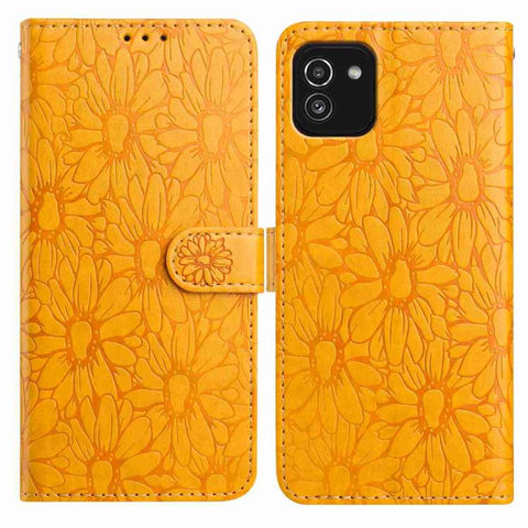 Daisy Embossed Leather Phone Case, For Samsung Galaxy A03, For Samsung Galaxy A13 4G, For Samsung Galaxy A22 5G, For Samsung Galaxy A32 4G