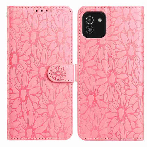 Daisy Embossed Leather Phone Case, For Samsung Galaxy A03, For Samsung Galaxy A13 4G, For Samsung Galaxy A22 5G, For Samsung Galaxy A32 4G
