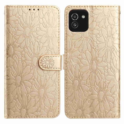 Daisy Embossed Leather Phone Case, For Samsung Galaxy A03, For Samsung Galaxy A13 4G, For Samsung Galaxy A22 5G, For Samsung Galaxy A32 4G