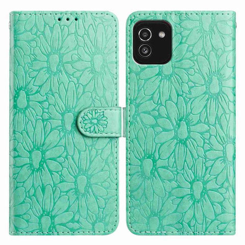 Daisy Embossed Leather Phone Case, For Samsung Galaxy A03, For Samsung Galaxy A13 4G, For Samsung Galaxy A22 5G, For Samsung Galaxy A32 4G