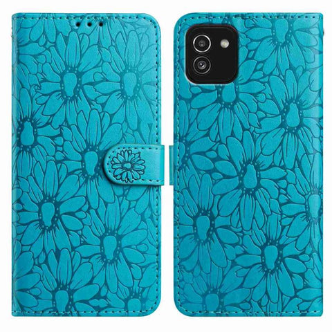 Daisy Embossed Leather Phone Case, For Samsung Galaxy A03, For Samsung Galaxy A13 4G, For Samsung Galaxy A22 5G, For Samsung Galaxy A32 4G