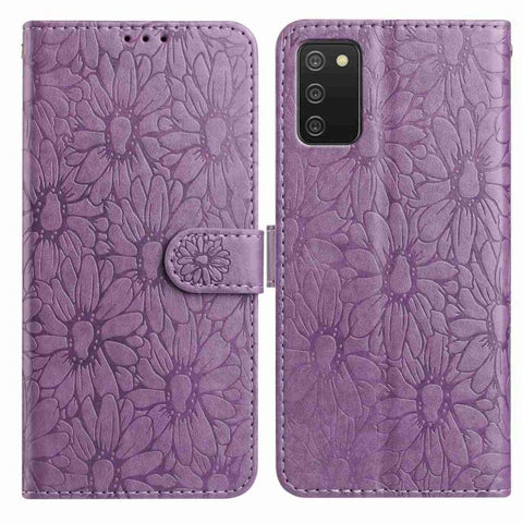 Daisy Embossed Leather Phone Case, For Samsung Galaxy A72, For Samsung Galaxy A52 5G, For Samsung Galaxy A32 5G, For Samsung Galaxy A02s EU Edition