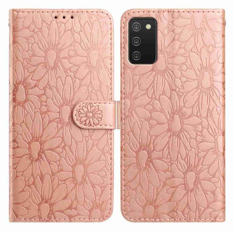 Daisy Embossed Leather Phone Case, For Samsung Galaxy A72, For Samsung Galaxy A52 5G, For Samsung Galaxy A32 5G, For Samsung Galaxy A02s EU Edition
