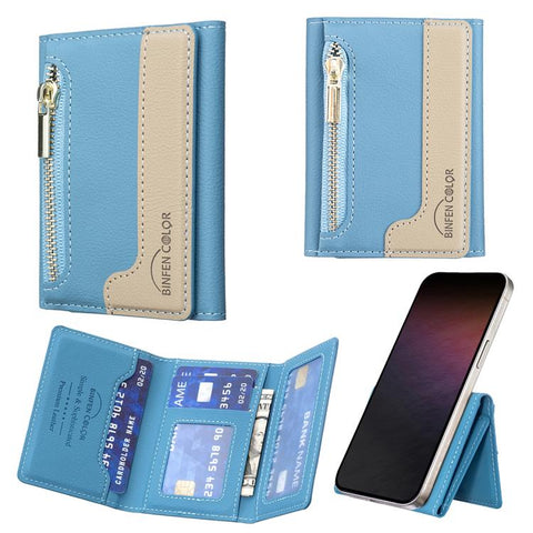 Zipper Leather Horizontal Magnetic Wallet Card Bag Case