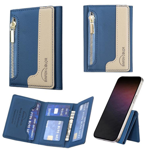 Zipper Leather Horizontal Magnetic Wallet Card Bag Case