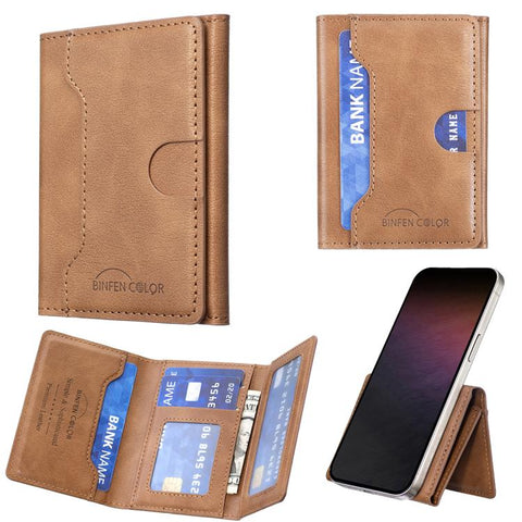 Oily Leather Horizontal Magnetic Wallet Card Bag Case