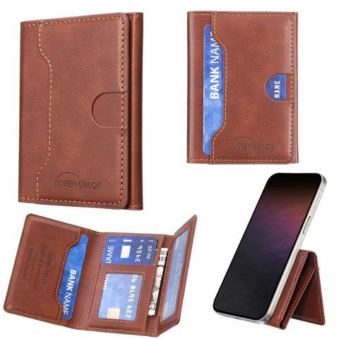 Oily Leather Horizontal Magnetic Wallet Card Bag Case