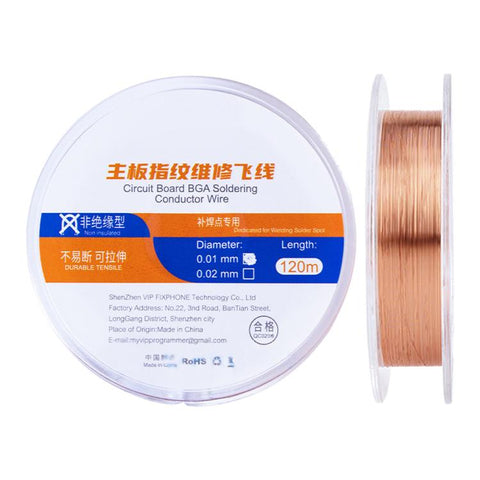 120m Circuit Board BGA Soldering Conductor Wire, Non Insulation Type 0.01mm, Non Insulation Type 0.02mm, Non Insulation Type 0.008mm