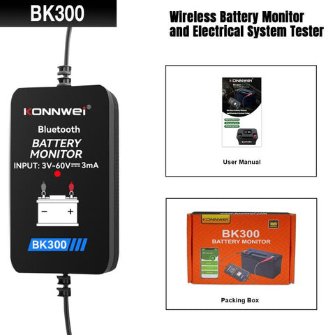 KONNWEI BK300 6V / 12V / 24V Car Bluetooth 5.0 Battery Monitor Diagnostic Tool, BK300