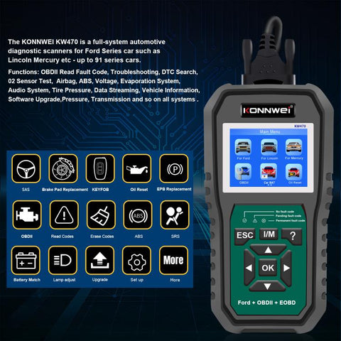 KONNWEI KW470 2.8 inch Color Screen Car OBD2 Fault Diagnostic Scan Tool for Ford, KW470