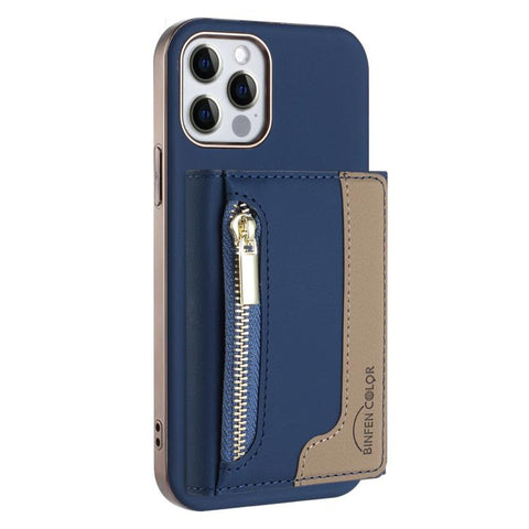 Zipper Horizontal Magnetic Card Bag RFID MagSafe Phone Case, For iPhone 12 / 12 Pro, For iPhone 11 Pro Max, For iPhone 11, For iPhone 11 Pro, For iPhone XR, For iPhone 8 Plus / 7 Plus, For iPhone 8 / 7 / 6