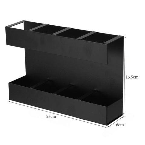 Four-grid Straw Cutlery Metal Storage Rack Kitchen Organizer without Soft Magnetic Sheet, without Soft Magnetic Sheet