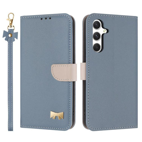 Metal Bow Leather Phone Case with Hand Strap, For Samsung Galaxy A55 5G, For Samsung Galaxy A35 5G, For Samsung Galaxy A25 5G Global, For Samsung Galaxy A23 4G / 5G, For Samsung Galaxy A14 4G / 5G, For Samsung Galaxy A24 5G, For Samsung Galaxy A34 5G  ...