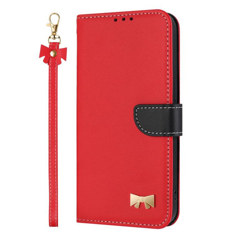 Metal Bow Leather Phone Case with Hand Strap, For Samsung Galaxy A55 5G, For Samsung Galaxy A35 5G, For Samsung Galaxy A25 5G Global, For Samsung Galaxy A23 4G / 5G, For Samsung Galaxy A14 4G / 5G, For Samsung Galaxy A24 5G, For Samsung Galaxy A34 5G  ...