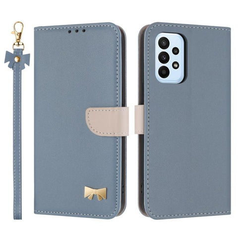 Metal Bow Leather Phone Case with Hand Strap, For Samsung Galaxy A55 5G, For Samsung Galaxy A35 5G, For Samsung Galaxy A25 5G Global, For Samsung Galaxy A23 4G / 5G, For Samsung Galaxy A14 4G / 5G, For Samsung Galaxy A24 5G, For Samsung Galaxy A34 5G  ...