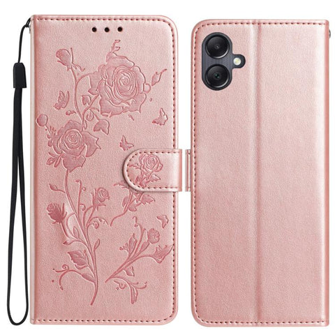 Rose Flower Embossing Pattern Leather Phone Case, For Samsung Galaxy A57 5G, For Samsung Galaxy A37 5G, For Samsung Galaxy A17, For Samsung Galaxy A07, For Samsung Galaxy A07 5G