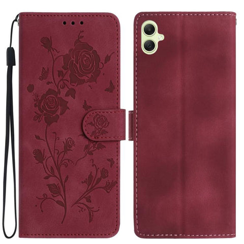 Rose Flower Embossing Pattern Leather Phone Case, For Samsung Galaxy A57 5G, For Samsung Galaxy A37 5G, For Samsung Galaxy A17, For Samsung Galaxy A07, For Samsung Galaxy A07 5G