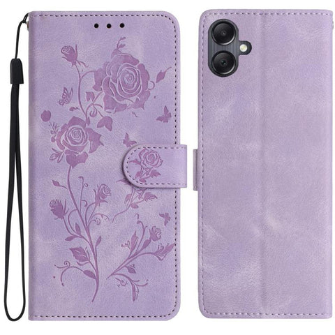 Rose Flower Embossing Pattern Leather Phone Case, For Samsung Galaxy A57 5G, For Samsung Galaxy A37 5G, For Samsung Galaxy A17, For Samsung Galaxy A07, For Samsung Galaxy A07 5G