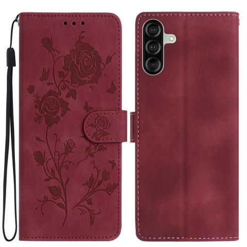 Rose Flower Embossing Pattern Leather Phone Case, For Samsung Galaxy A57 5G, For Samsung Galaxy A37 5G, For Samsung Galaxy A17, For Samsung Galaxy A07, For Samsung Galaxy A07 5G