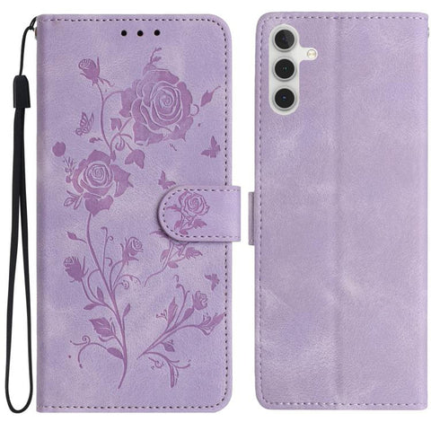 Rose Flower Embossing Pattern Leather Phone Case, For Samsung Galaxy A57 5G, For Samsung Galaxy A37 5G, For Samsung Galaxy A17, For Samsung Galaxy A07, For Samsung Galaxy A07 5G