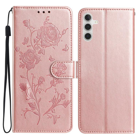 Rose Flower Embossing Pattern Leather Phone Case, For Samsung Galaxy A57 5G, For Samsung Galaxy A37 5G, For Samsung Galaxy A17, For Samsung Galaxy A07, For Samsung Galaxy A07 5G