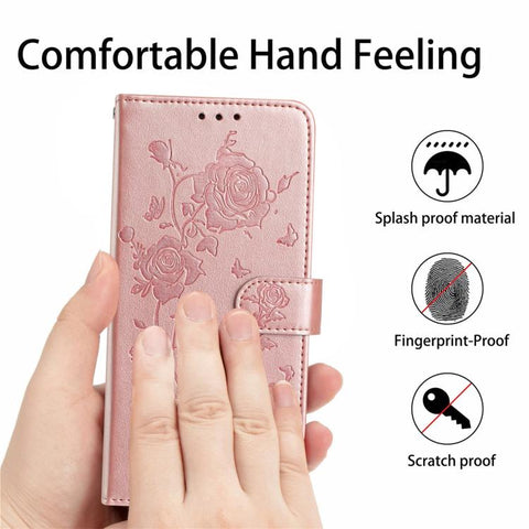 Rose Flower Embossing Pattern Leather Phone Case, For Samsung Galaxy A57 5G, For Samsung Galaxy A37 5G, For Samsung Galaxy A17, For Samsung Galaxy A07, For Samsung Galaxy A07 5G