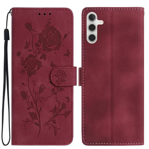 Rose Flower Embossing Pattern Leather Phone Case, For Samsung Galaxy A57 5G, For Samsung Galaxy A37 5G, For Samsung Galaxy A17, For Samsung Galaxy A07, For Samsung Galaxy A07 5G