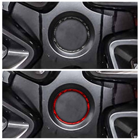 For Tesla Model 3 / Y 4pcs/Set Carbon Fiber Car Wheel Hub Decoration Ring, Car Wheel Hub