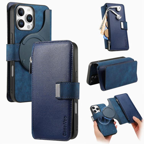 CaseNeo MagSafe RFID Anti-theft Zipper Wallet Retro Leather Phone Case, For iPhone 18 / 17, For iPhone 18 Pro / 17 Pro, For iPhone 18 Pro Max / 17 Pro Max, For iPhone 17e / 16e, For iPhone Air, For iPhone 16 Pro Max, For iPhone 16 Pro, For iPhone 16 Plus