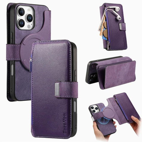CaseNeo MagSafe RFID Anti-theft Zipper Wallet Retro Leather Phone Case, For iPhone 18 / 17, For iPhone 18 Pro / 17 Pro, For iPhone 18 Pro Max / 17 Pro Max, For iPhone 17e / 16e, For iPhone Air, For iPhone 16 Pro Max, For iPhone 16 Pro, For iPhone 16 Plus