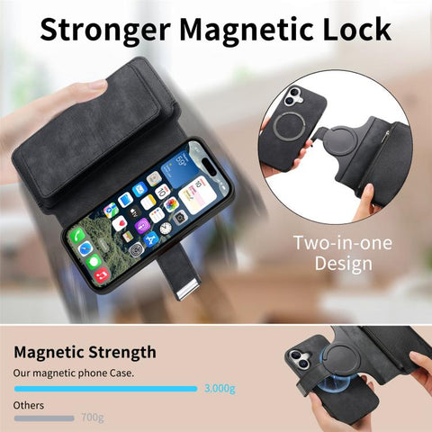 CaseNeo MagSafe RFID Anti-theft Zipper Wallet Retro Leather Phone Case, For iPhone 16, For iPhone 15 Pro Max, For iPhone 15 Pro, For iPhone 15 Plus, For iPhone 15, For iPhone 14
