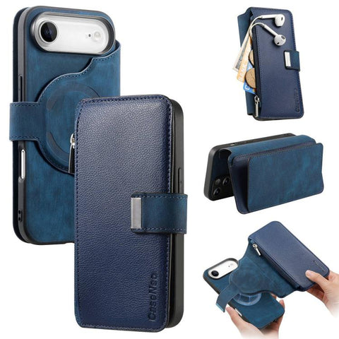 CaseNeo MagSafe RFID Anti-theft Zipper Wallet Retro Leather Phone Case, For iPhone 18 / 17, For iPhone 18 Pro / 17 Pro, For iPhone 18 Pro Max / 17 Pro Max, For iPhone 17e / 16e, For iPhone Air, For iPhone 16 Pro Max, For iPhone 16 Pro, For iPhone 16 Plus