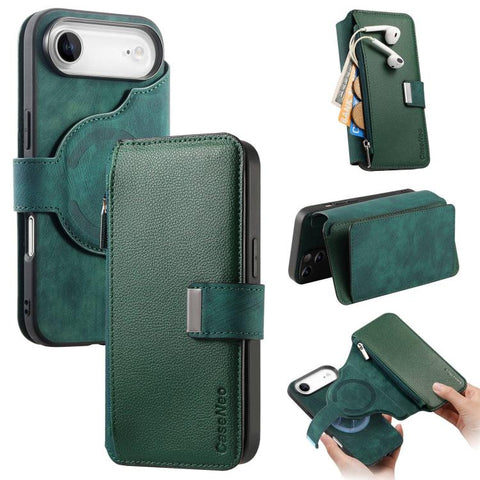 CaseNeo MagSafe RFID Anti-theft Zipper Wallet Retro Leather Phone Case, For iPhone 18 / 17, For iPhone 18 Pro / 17 Pro, For iPhone 18 Pro Max / 17 Pro Max, For iPhone 17e / 16e, For iPhone Air, For iPhone 16 Pro Max, For iPhone 16 Pro, For iPhone 16 Plus