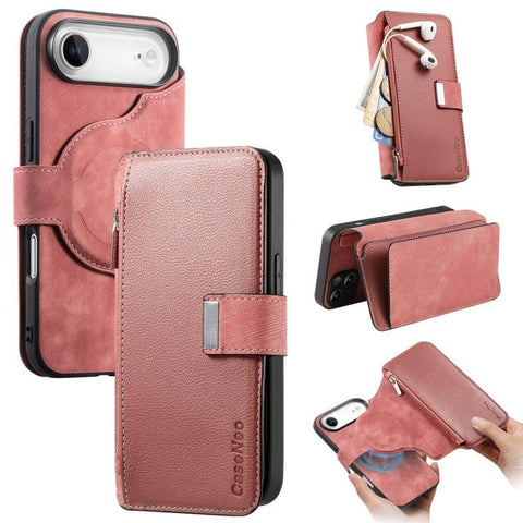 CaseNeo MagSafe RFID Anti-theft Zipper Wallet Retro Leather Phone Case, For iPhone 18 / 17, For iPhone 18 Pro / 17 Pro, For iPhone 18 Pro Max / 17 Pro Max, For iPhone 17e / 16e, For iPhone Air, For iPhone 16 Pro Max, For iPhone 16 Pro, For iPhone 16 Plus