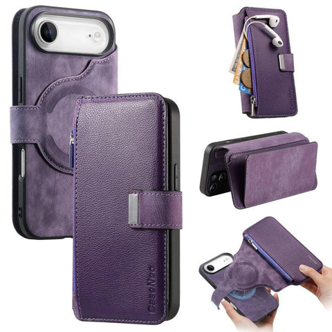 CaseNeo MagSafe RFID Anti-theft Zipper Wallet Retro Leather Phone Case, For iPhone 18 / 17, For iPhone 18 Pro / 17 Pro, For iPhone 18 Pro Max / 17 Pro Max, For iPhone 17e / 16e, For iPhone Air, For iPhone 16 Pro Max, For iPhone 16 Pro, For iPhone 16 Plus