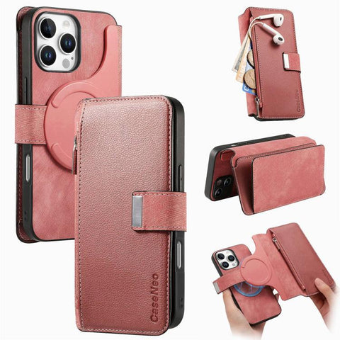 CaseNeo MagSafe RFID Anti-theft Zipper Wallet Retro Leather Phone Case, For iPhone 16, For iPhone 15 Pro Max, For iPhone 15 Pro, For iPhone 15 Plus, For iPhone 15, For iPhone 14