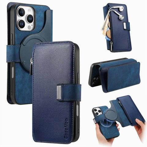 CaseNeo MagSafe RFID Anti-theft Zipper Wallet Retro Leather Phone Case, For iPhone 16, For iPhone 15 Pro Max, For iPhone 15 Pro, For iPhone 15 Plus, For iPhone 15, For iPhone 14