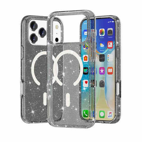 Terminator Style Glitter Powder MagSafe Magnetic Phone Case, For iPhone 18 Pro / 17 Pro, For iPhone 18 Pro Max / 17 Pro Max, For iPhone 17, For iPhone Air