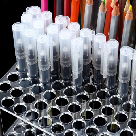 YX163 96-Hole Acrylic Paint Brush Pencils Stand, YX163 (Transparent), YX163 (Black)