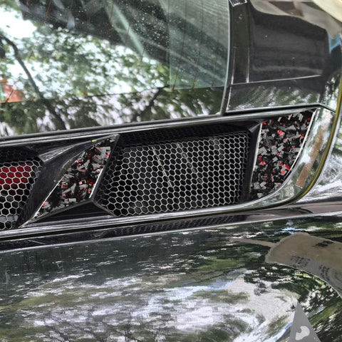 6pcs/Set Forged Gold Foil Carbon Fiber Car Engine Side Vents Decorative Sticker for Chevrolet Corvette C8 2020-, Left and Right Driver, Engine Side Vents