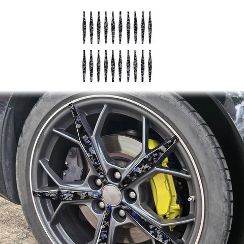 20pcs/Set Forged Gold Foil Carbon Fiber Car Wheels Decorative Sticker for Chevrolet Corvette C8 2020-, Left and Right Driver, Wheels