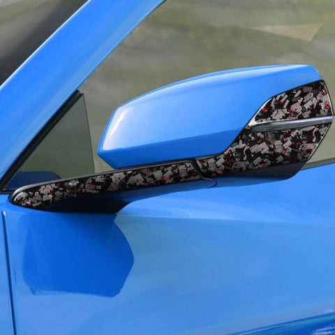 4pcs/Set Forged Gold Foil Carbon Fiber Car Rearview Mirror Decorative Sticker for Chevrolet Corvette C8 2020-, Left Driver, Rearview Mirror, Left Driver