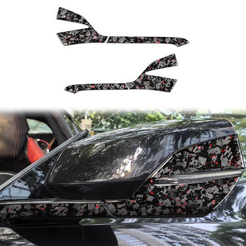 4pcs/Set Forged Gold Foil Carbon Fiber Car Rearview Mirror Decorative Sticker for Chevrolet Corvette C8 2020-, Left Driver, Rearview Mirror, Left Driver